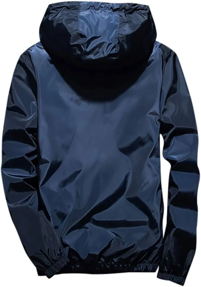 RTRDE Mens Winter Jackets Lightweight Windbreaker Casual Refleciton Zip Up Jackets with Hood Jackets, M-7XL