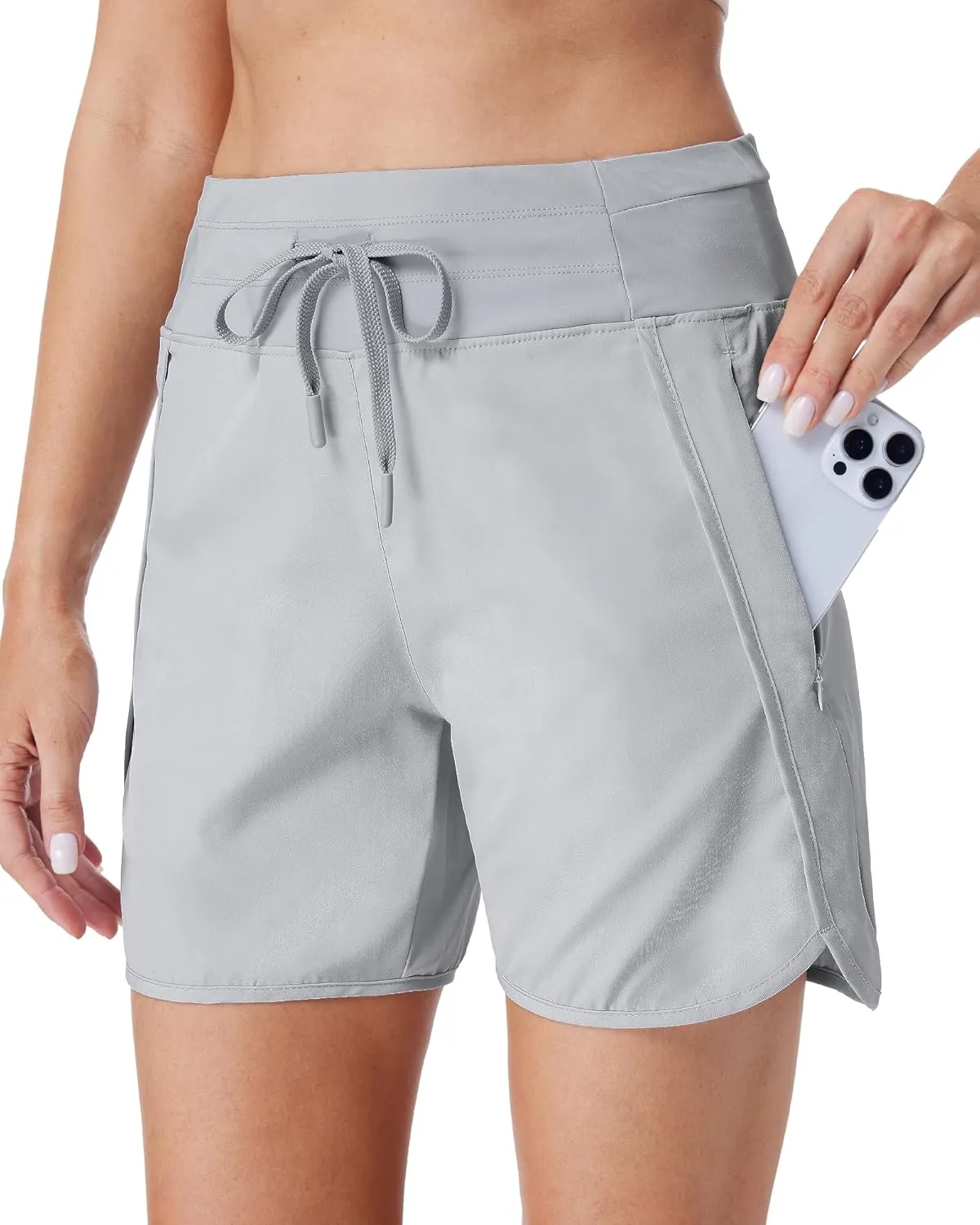 Running Shorts for Women 5" Athletic High Waisted Quick Dry Active Exercise Hiking Shorts with 3 Zipper Pocket