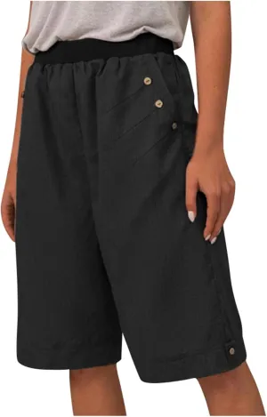 Running Shorts High Waisted Shorts Daisy Fashion Print Pocket Wide Leg Button Loose Pants Running Shorts Khaki Daisy