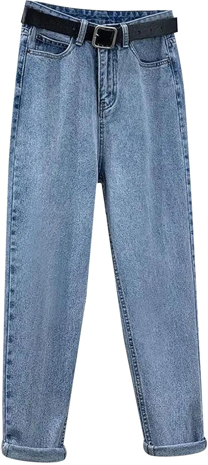sdbrld Fleece Lined Jeans Women,Womens Fleece Lined Jeans Warm Winter Thermal Jeans Thicken Loose Stretch Denim Pants Tights