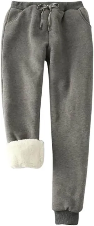 sdbrld Fleece Lined Joggers Women,Womens Sherpa Lined Sweatpants Winter Solid Athletic Running Fleece Lined Pants Sweatpants