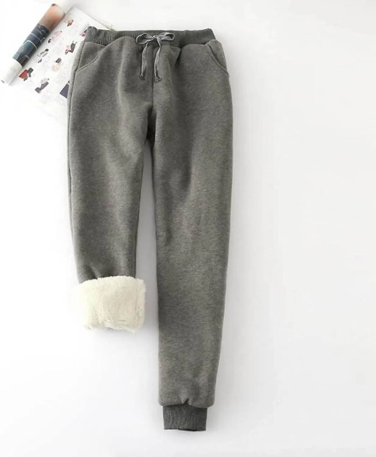sdbrld Fleece Lined Joggers Women,Womens Sherpa Lined Sweatpants Winter Solid Athletic Running Fleece Lined Pants Sweatpants