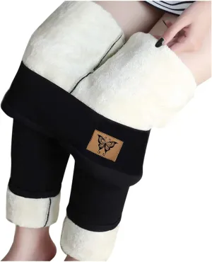 sdbrld Fleece Lined Leggings Women Soft Thermal Pants High Waist Tummy Control Stretchy Warm Thick Sherpa Winter Tights Pants