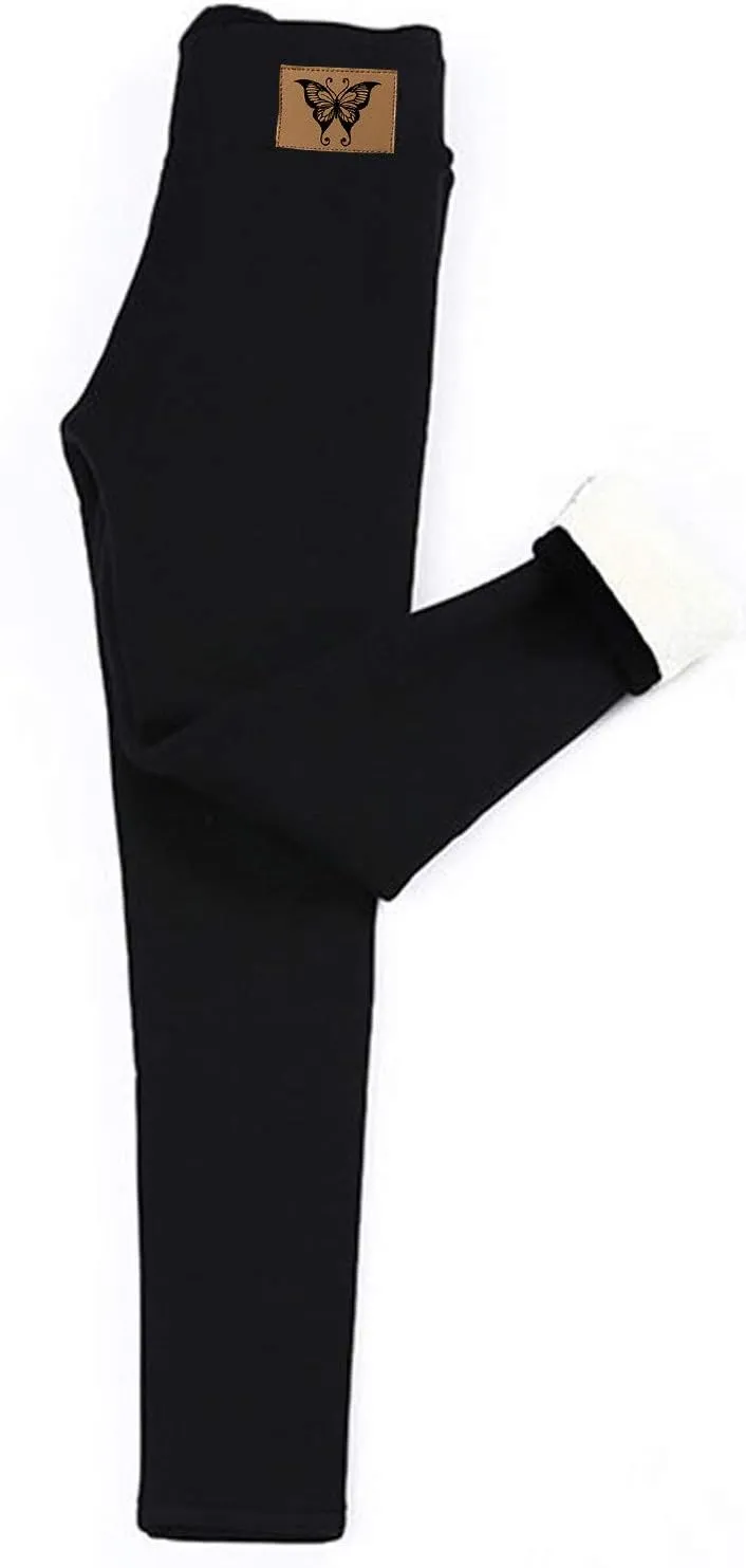 sdbrld Fleece Lined Leggings Women Soft Thermal Pants High Waist Tummy Control Stretchy Warm Thick Sherpa Winter Tights Pants