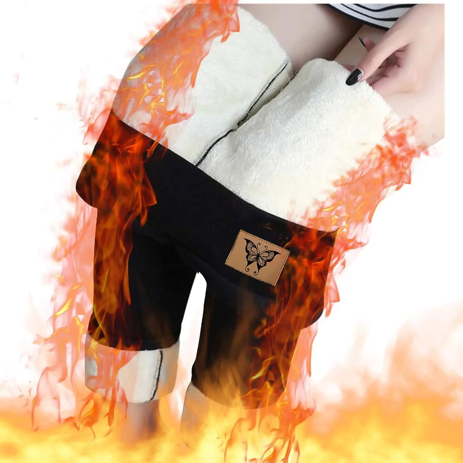 sdbrld Fleece Lined Leggings Women Soft Thermal Pants High Waist Tummy Control Stretchy Warm Thick Sherpa Winter Tights Pants