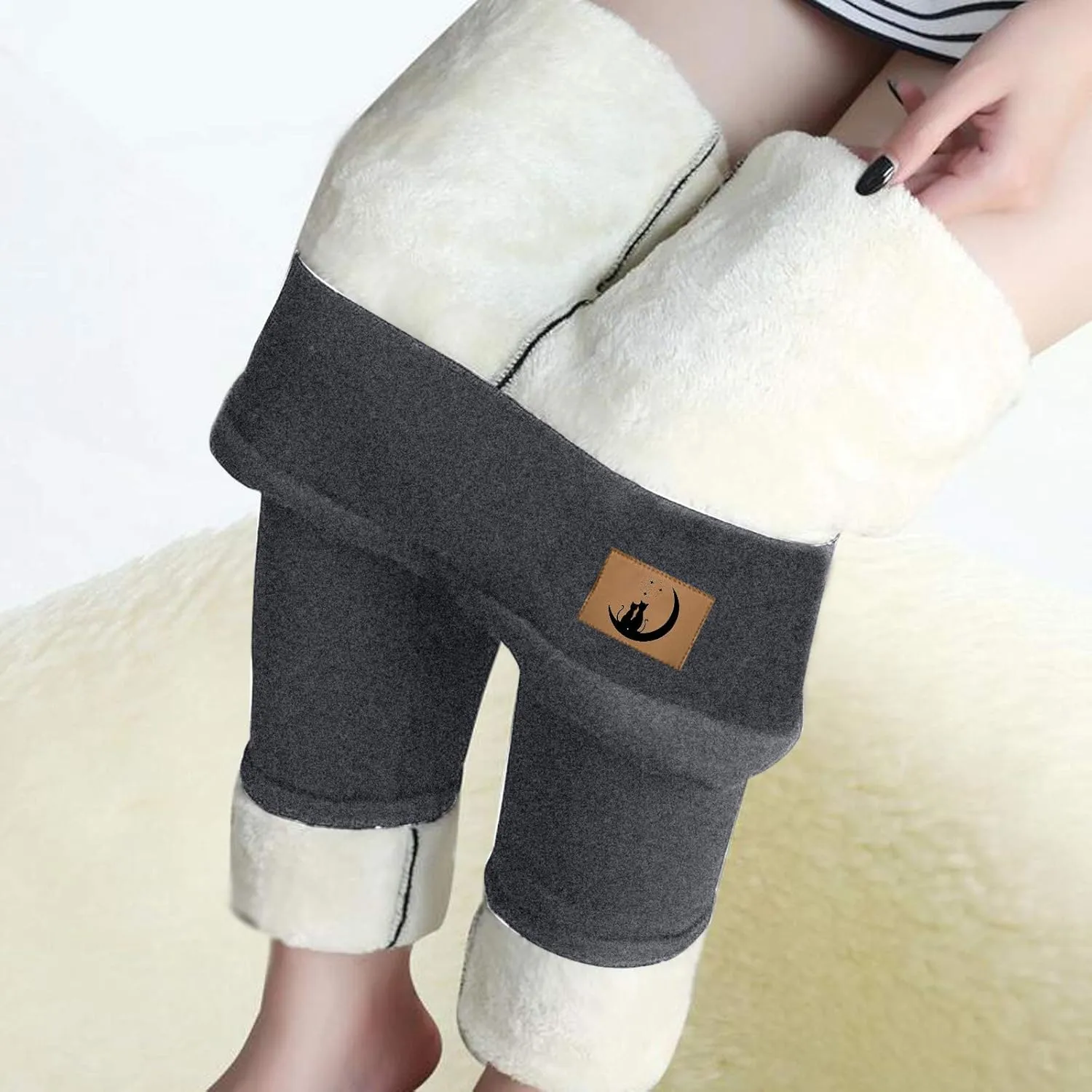 sdbrld Fleece Lined Leggings Women,Womens Fleece Lined Leggings High Waist Thick Warm Pants Soft Tummy Control Thermal Tights