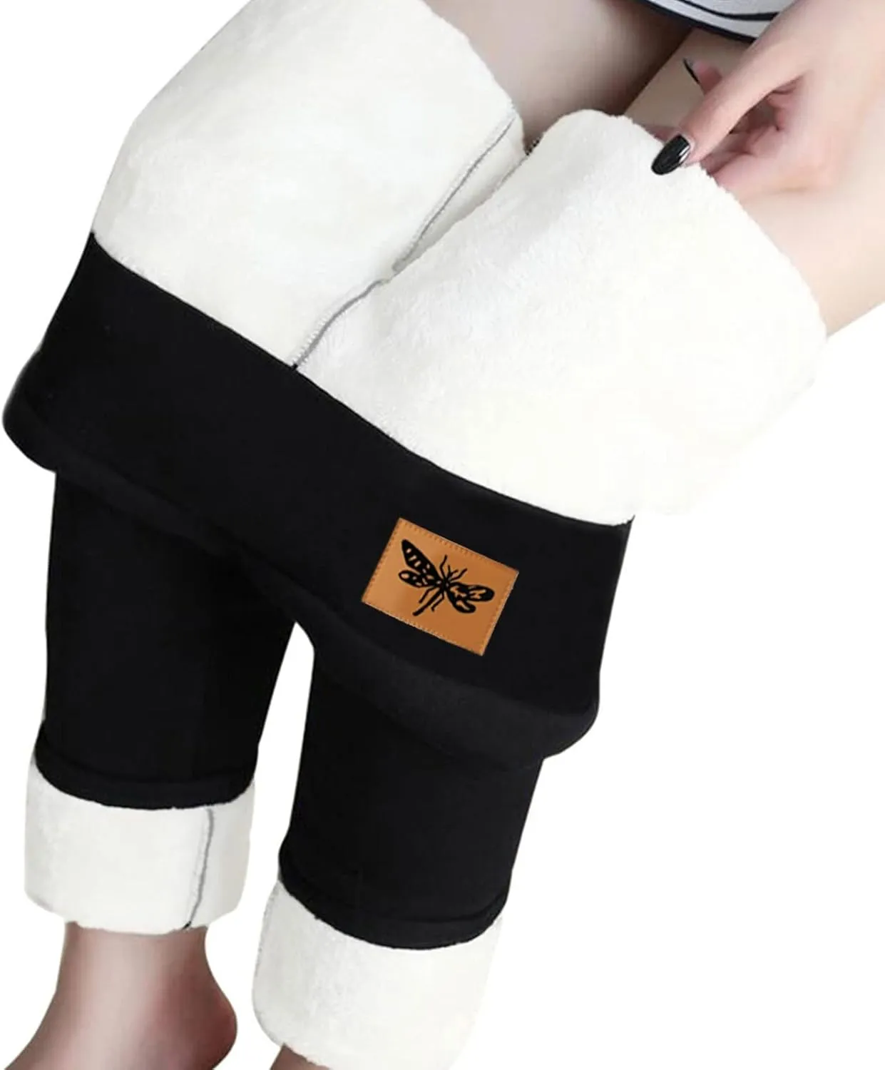sdbrld Fleece Lined Leggings Women,Womens Fleece Lined Leggings High Waist Thick Warm Pants Tummy Control Soft Thermal Tights