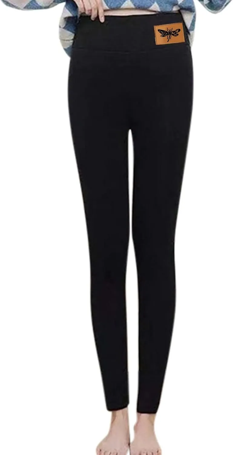 sdbrld Fleece Lined Leggings Women,Womens Fleece Lined Leggings High Waist Thick Warm Pants Tummy Control Soft Thermal Tights