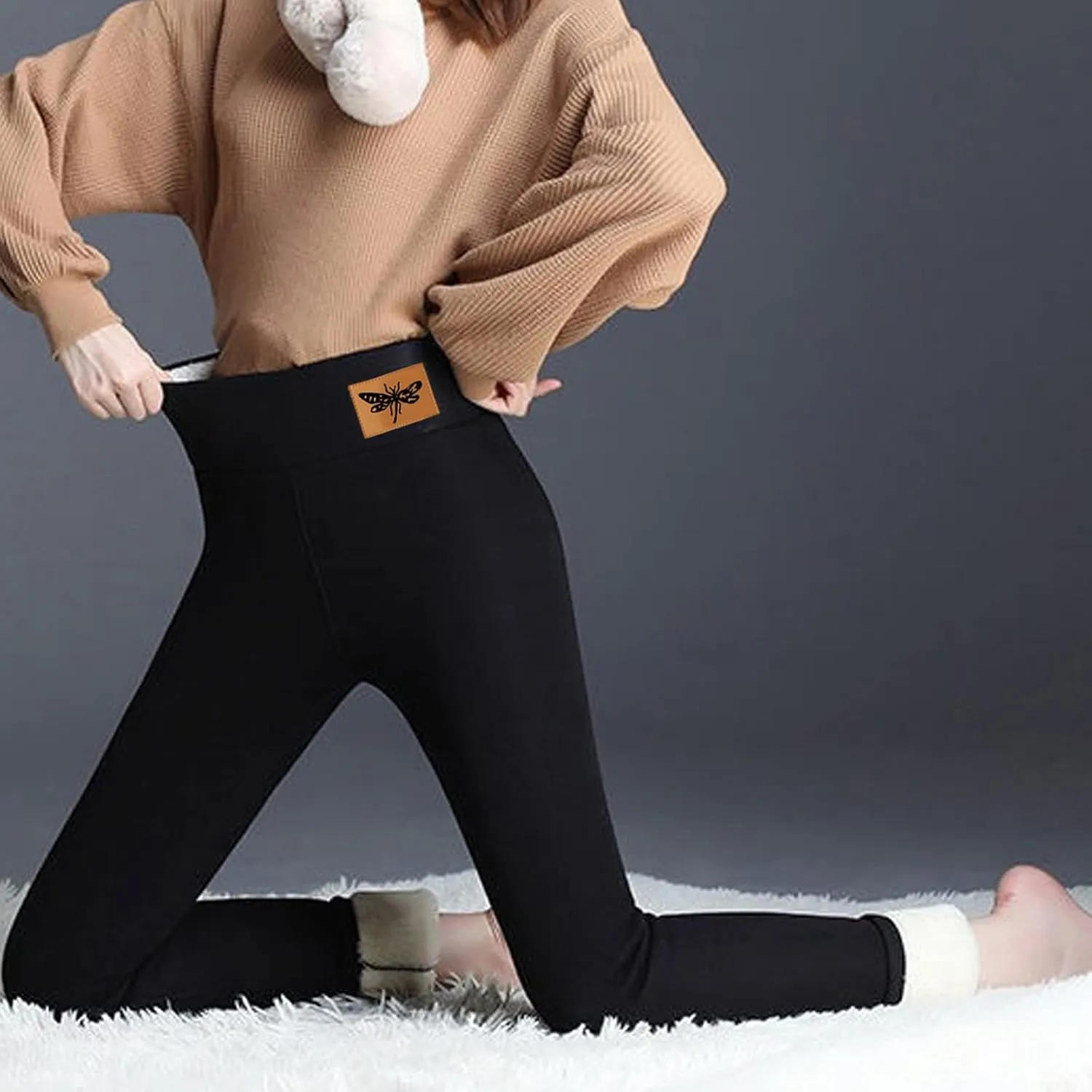 sdbrld Fleece Lined Leggings Women,Womens Fleece Lined Leggings High Waist Thick Warm Pants Tummy Control Soft Thermal Tights
