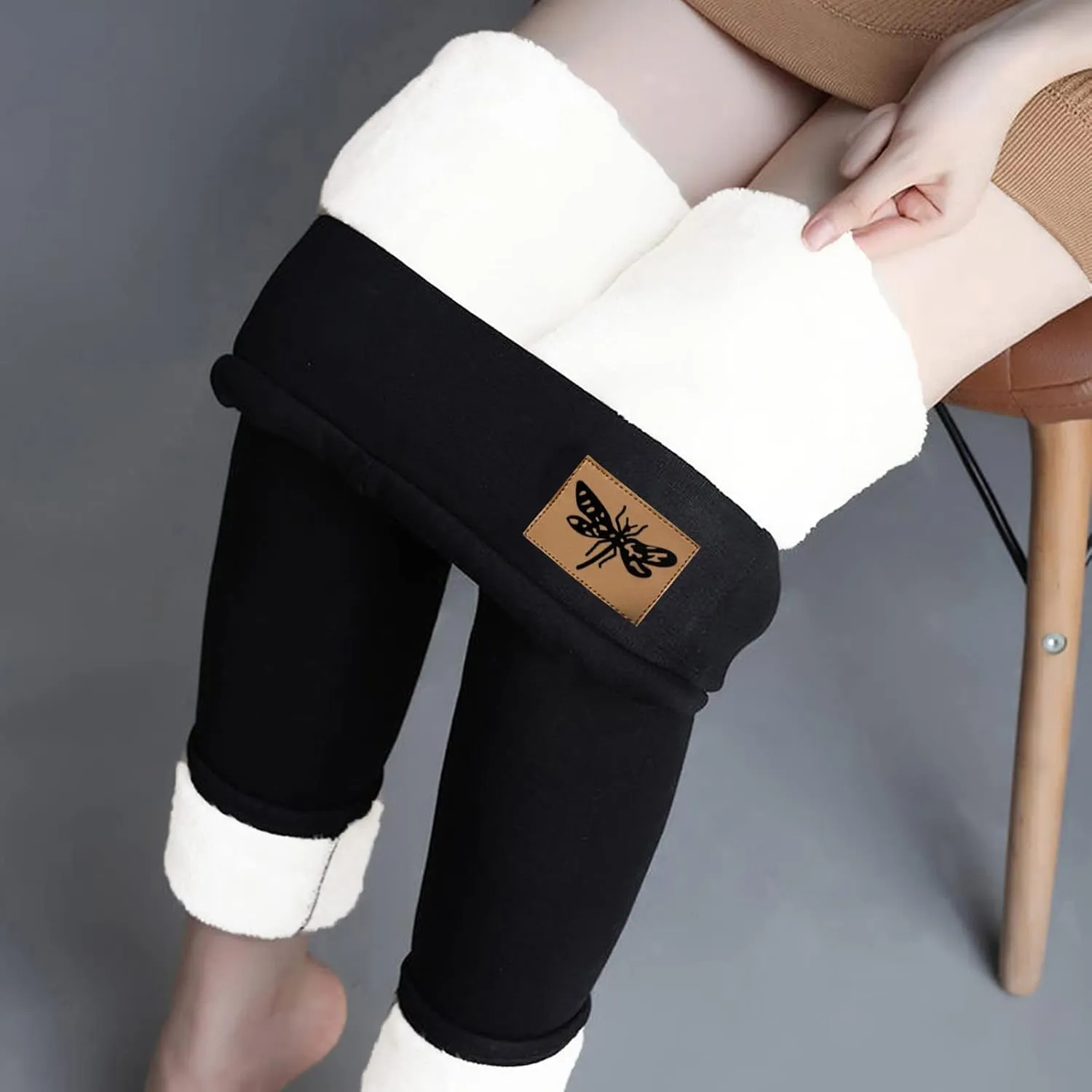 sdbrld Fleece Lined Leggings Women,Womens Fleece Lined Leggings High Waist Thick Warm Pants Tummy Control Soft Thermal Tights