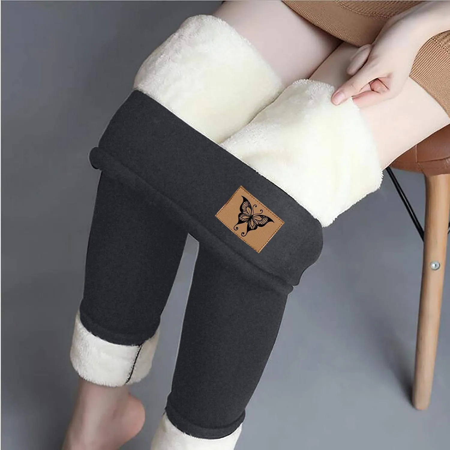 sdbrld Fleece Lined Leggings Women,Womens Fleece Lined Leggings High Waist Thick Warm Soft Pants Tummy Control Thermal Tights