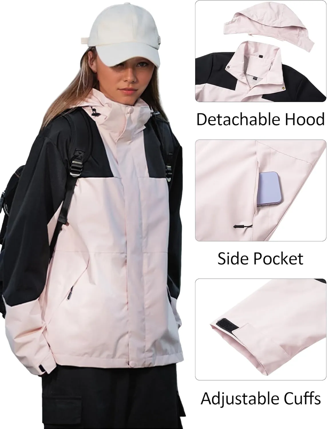SEAUR Men Women Lightweight Waterproof Windproof Jacket Hooded Zipper Windbreaker Hiking Running Jackets