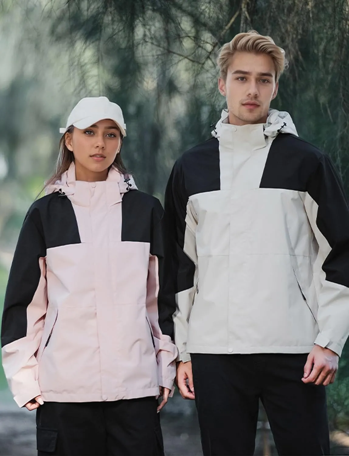 SEAUR Men Women Lightweight Waterproof Windproof Jacket Hooded Zipper Windbreaker Hiking Running Jackets