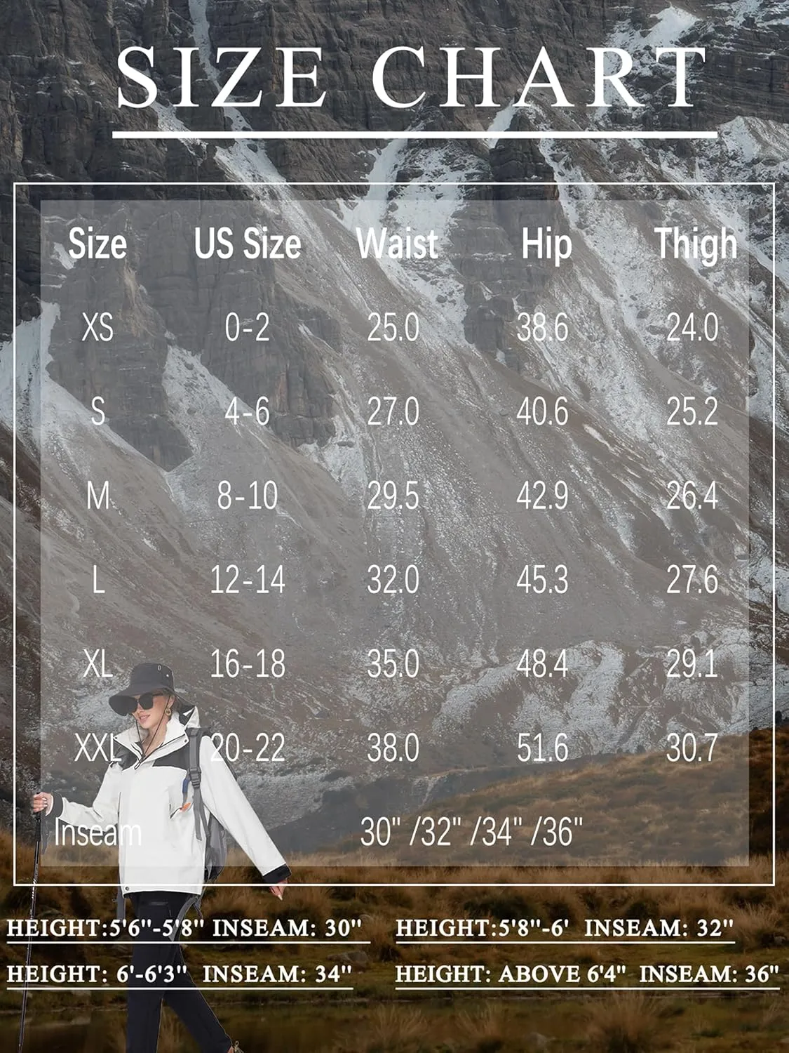 SEVEGO Womens Hiking Pants Tall Inseam 30"/32"/34"/36" Athletic Cargo Pants Lightweight 4 Zipper Pockets Water Resistant
