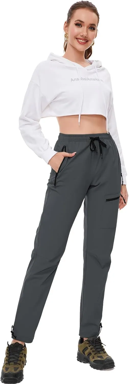 SEVEGO Womens Hiking Pants Tall Inseam 30"/32"/34"/36" Athletic Cargo Pants Lightweight 4 Zipper Pockets Water Resistant