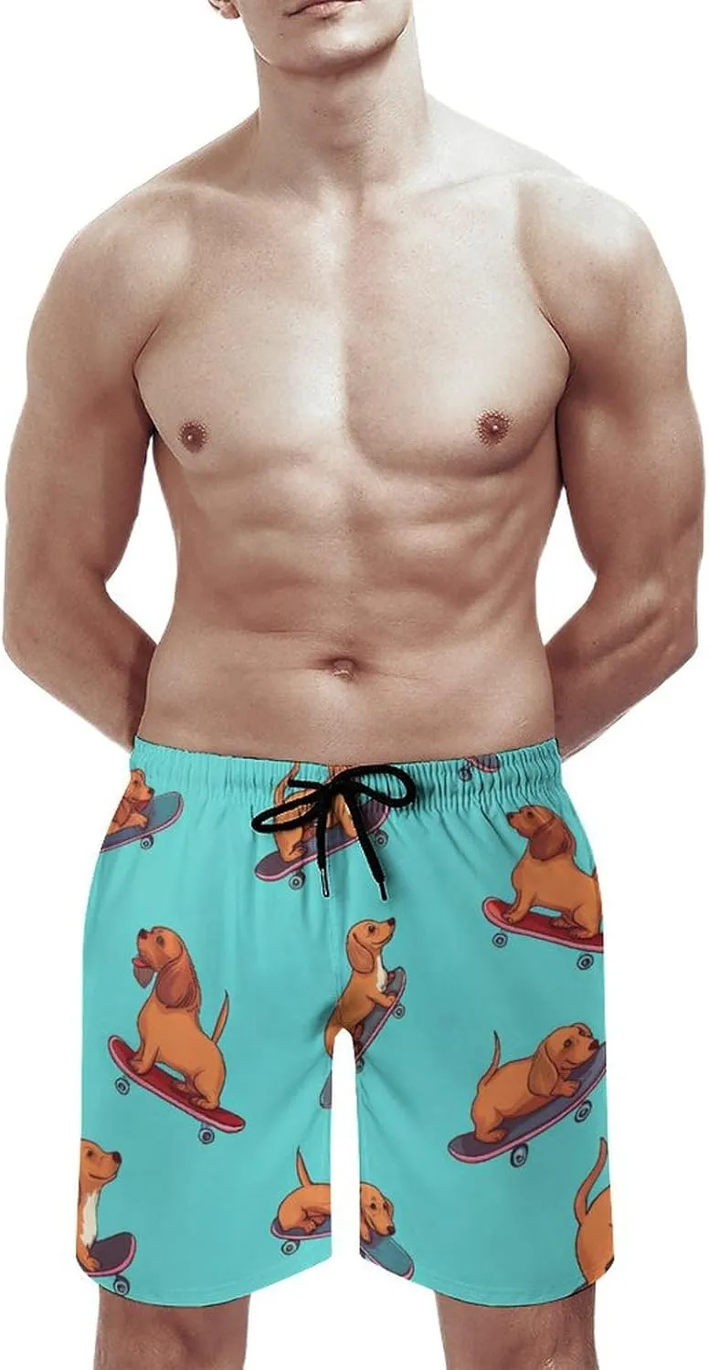 Shark Pattern Men's Athletic Running Shorts with Pockets Lightweight Beach Shorts Quick Dry