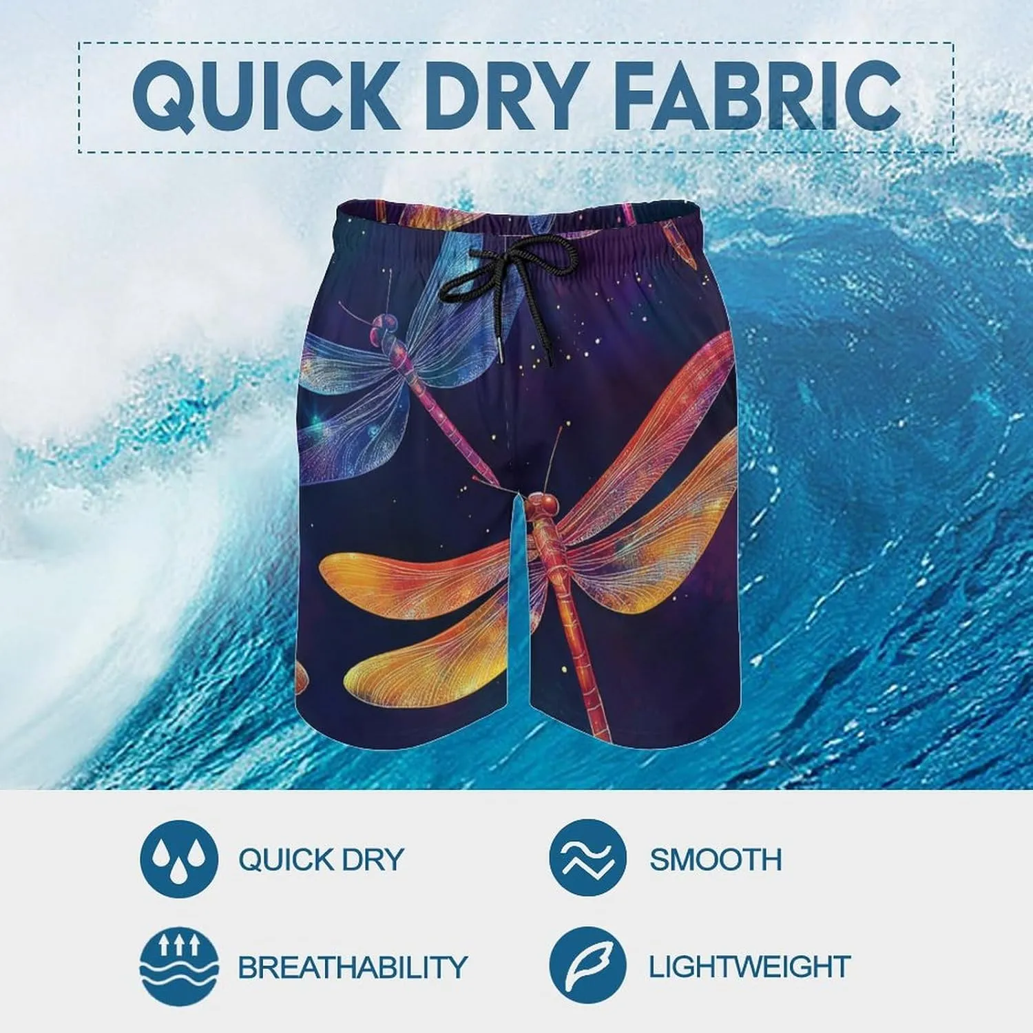 Shark Pattern Men's Athletic Running Shorts with Pockets Lightweight Beach Shorts Quick Dry