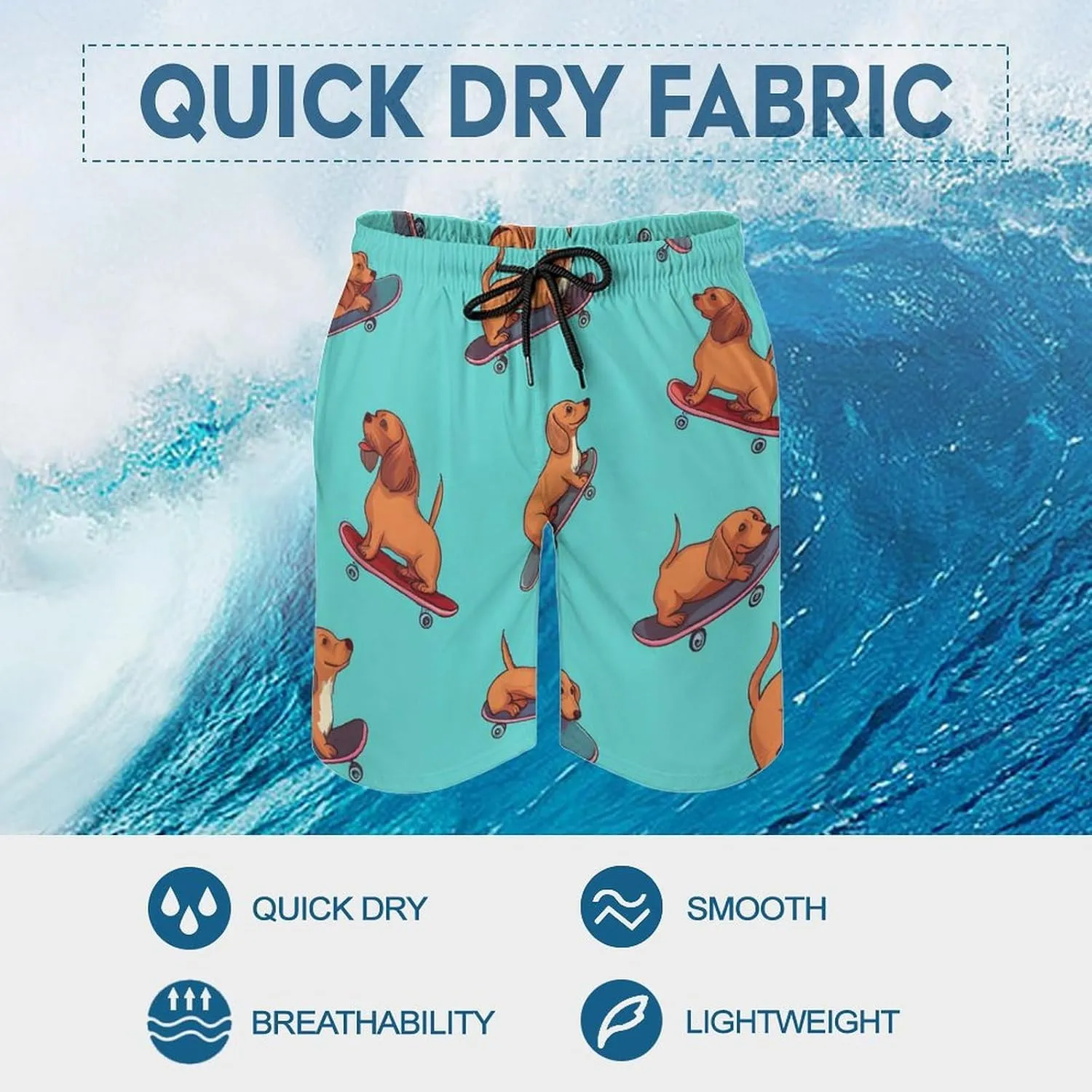 Shark Pattern Men's Athletic Running Shorts with Pockets Lightweight Beach Shorts Quick Dry