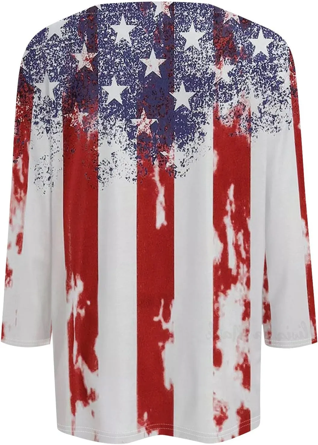 Shirts for Women 3/4 Length Sleeve Crewneck Tops Summer Fall Casual Loose Fit Printed Beach Holiday Basic Blouses