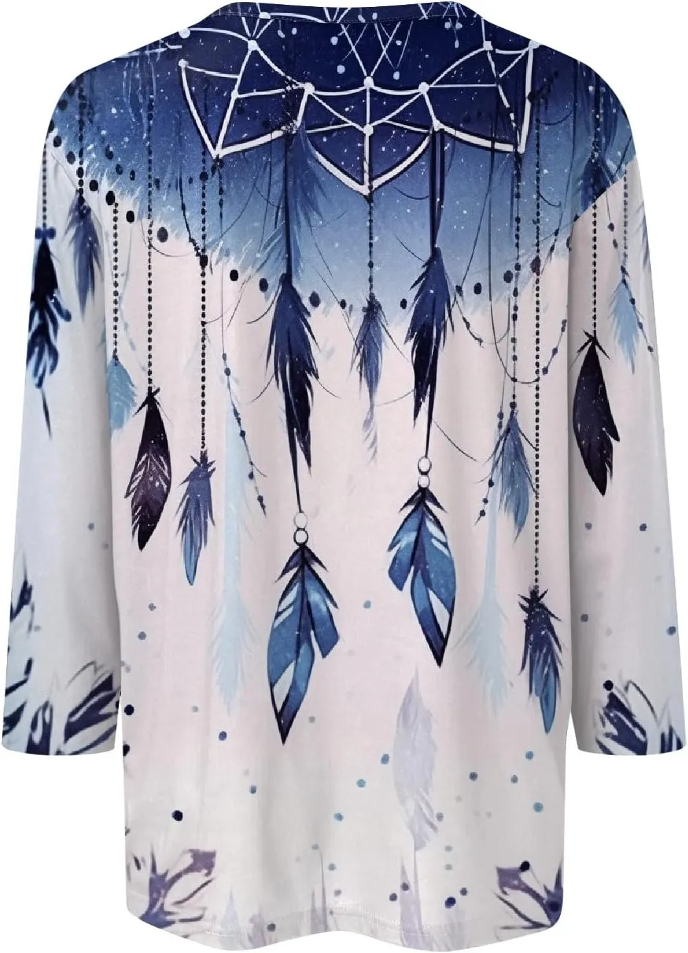 Shirts for Women 3/4 Length Sleeve Crewneck Tops Summer Fall Casual Loose Fit Printed Beach Holiday Basic Blouses