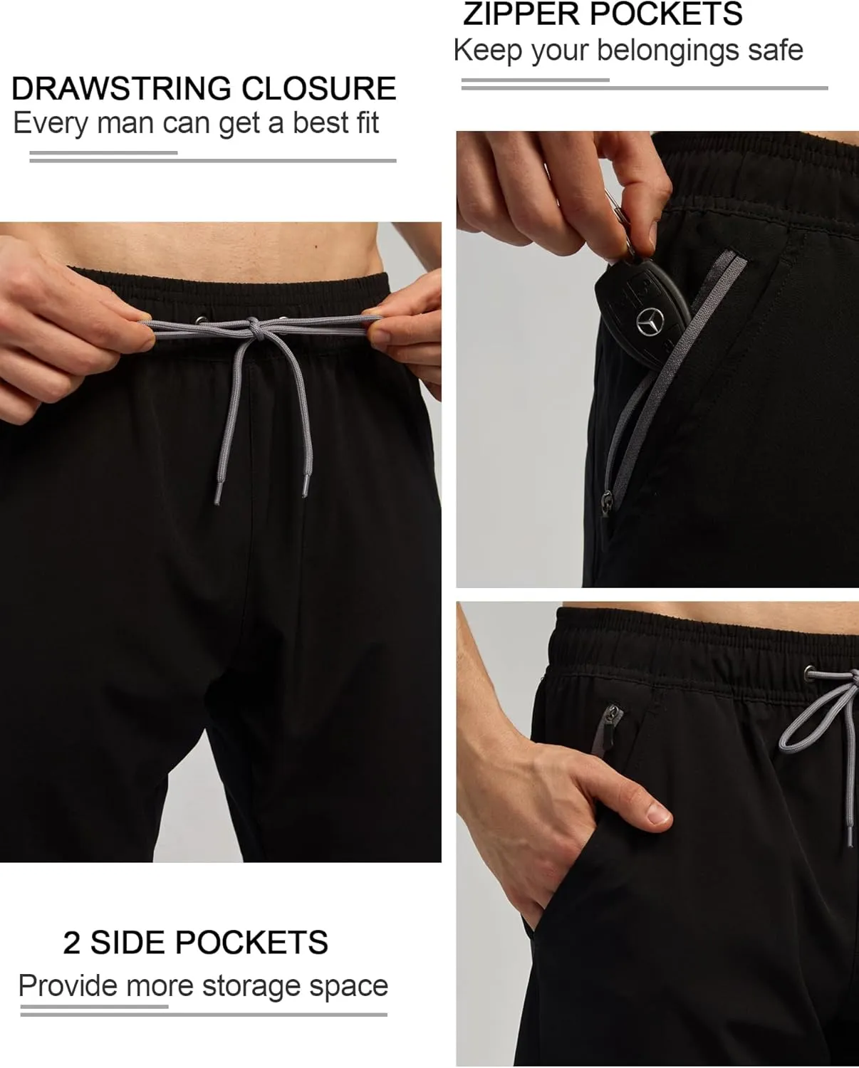 SILKWORLD Mens Swim Trunks Quick Dry Bathing Suit Board Swimming Shorts with Zipper Pockets and Compression Liner