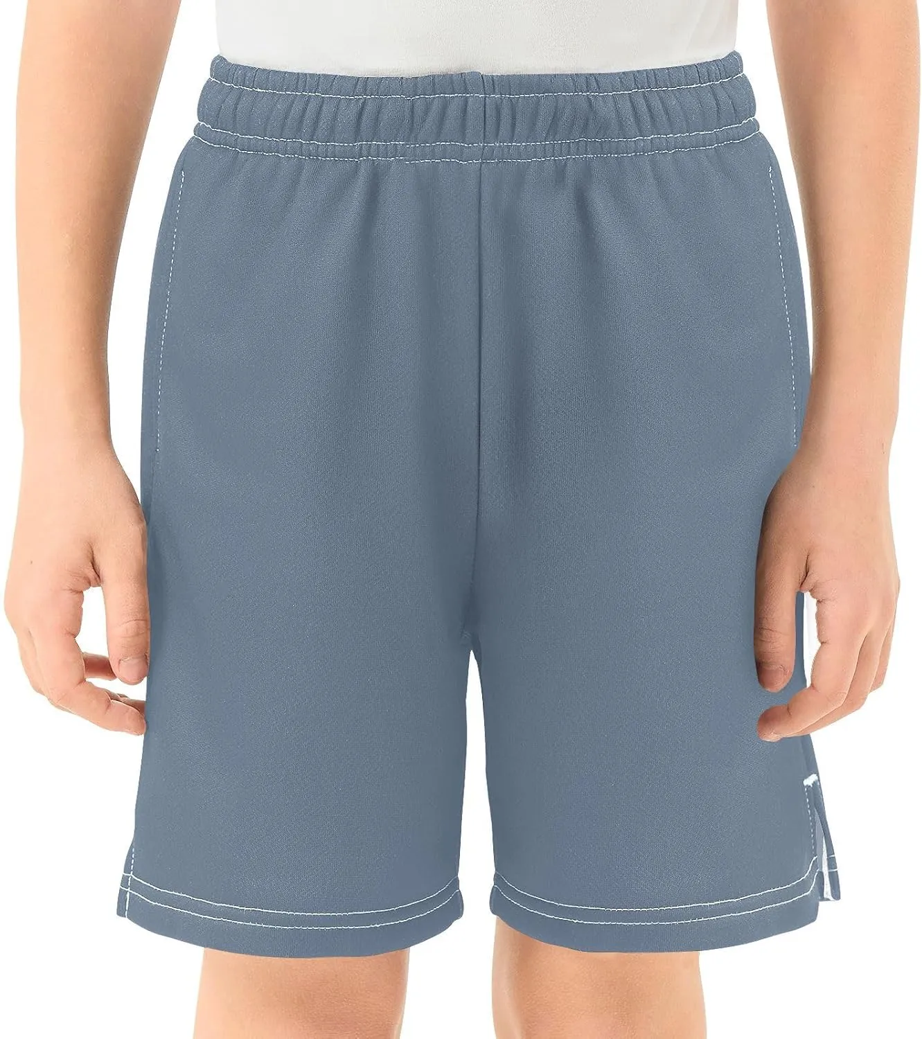 Solid Color Boys Athletic Shorts Quick Dry Kids Active Running Shorts with Pockets