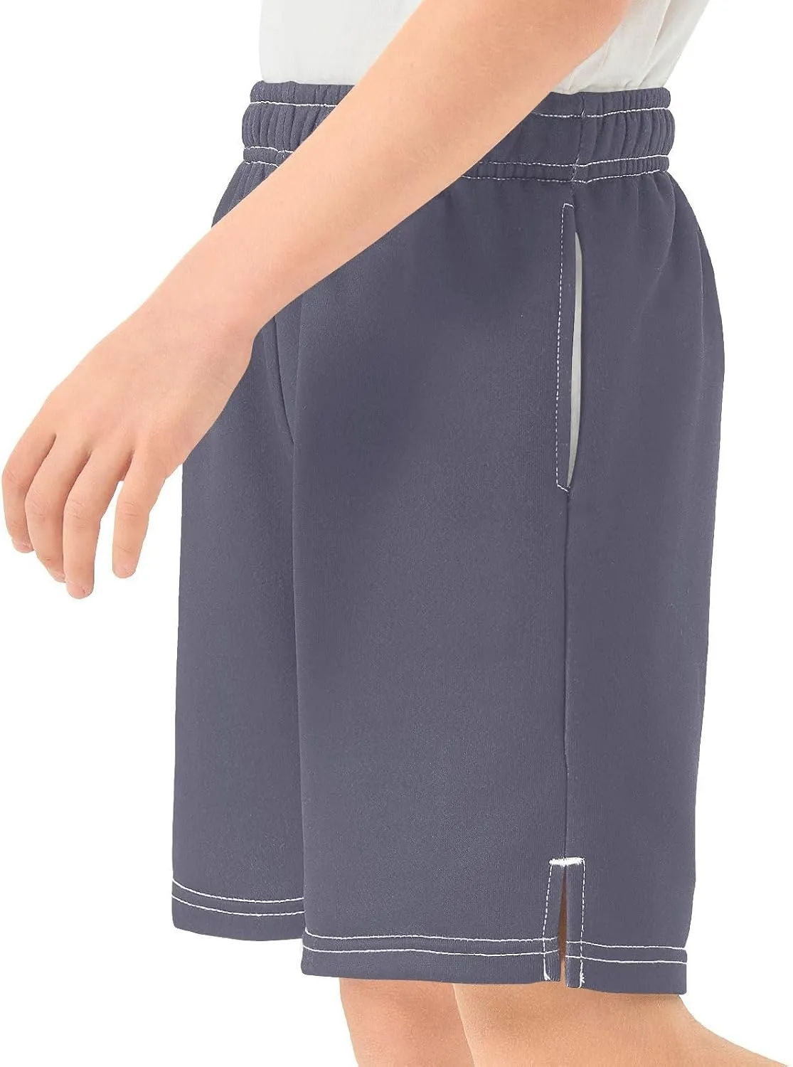 Solid Color Boys Athletic Shorts Quick Dry Kids Active Running Shorts with Pockets