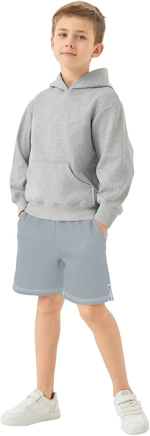 Solid Color Boys Athletic Shorts Quick Dry Kids Active Running Shorts with Pockets
