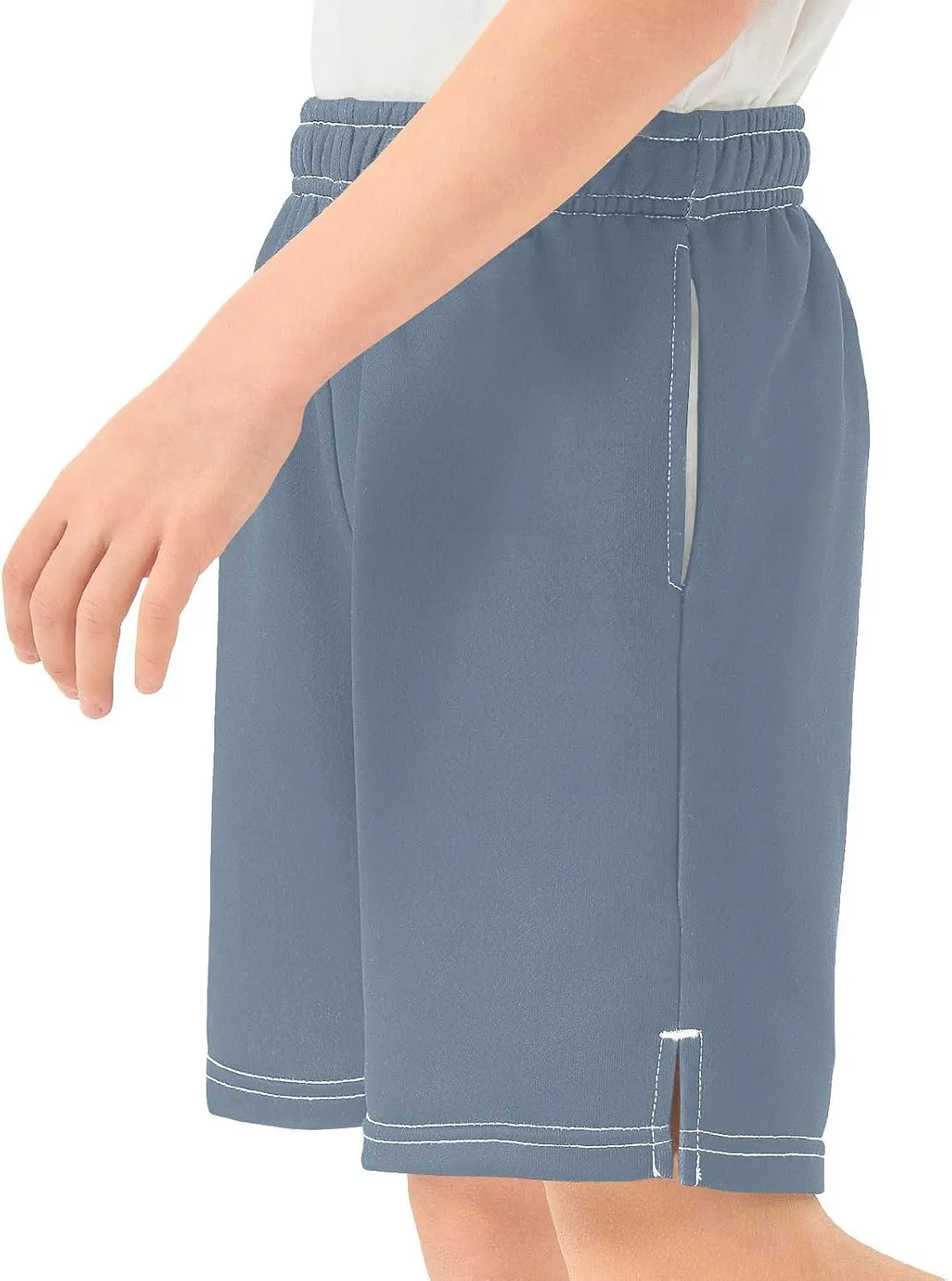 Solid Color Boys Athletic Shorts Quick Dry Kids Active Running Shorts with Pockets
