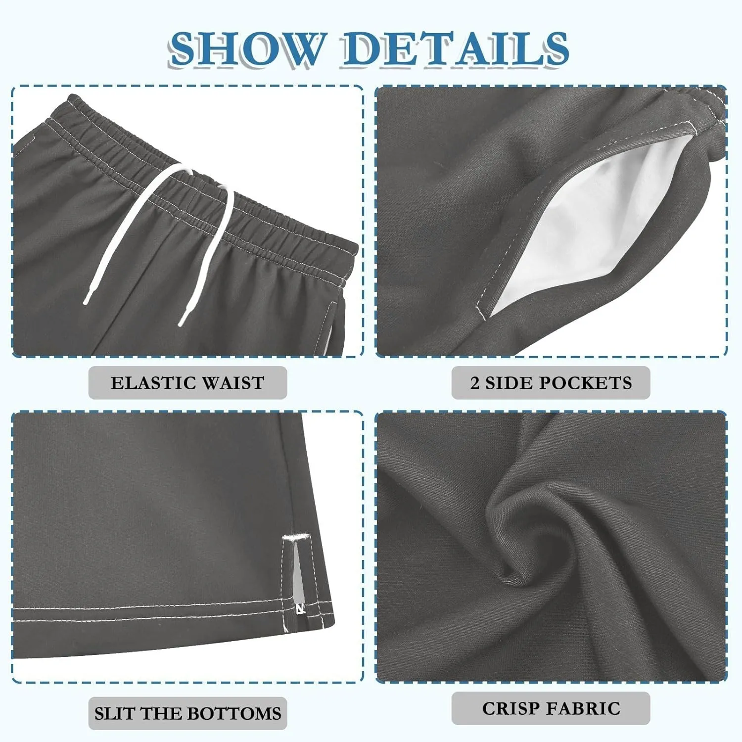 Solid Color Boys Athletic Shorts Quick Dry Kids Active Running Shorts with Pockets