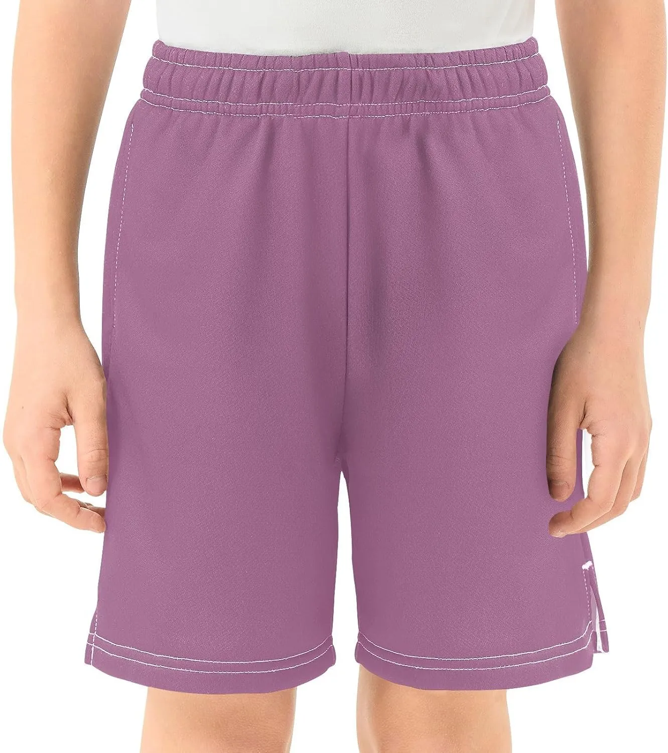 Solid Color Boys Athletic Shorts Quick Dry Kids Active Running Shorts with Pockets