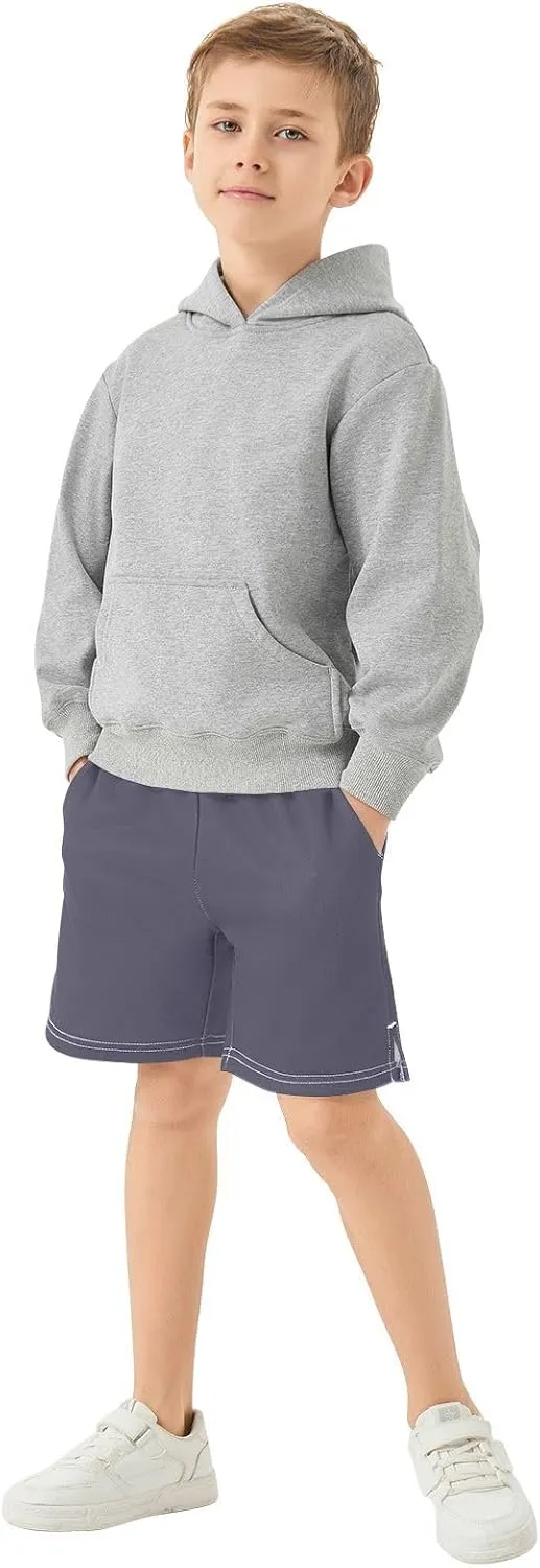 Solid Color Boys Athletic Shorts Quick Dry Kids Active Running Shorts with Pockets