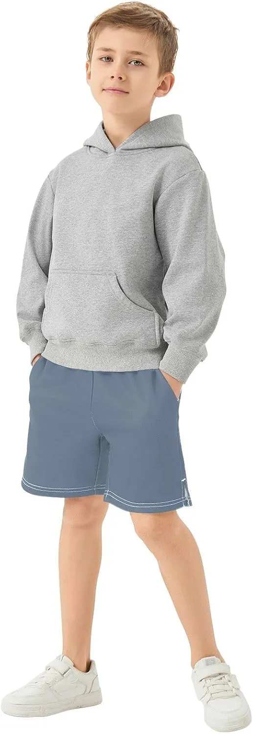 Solid Color Boys Athletic Shorts Quick Dry Kids Active Running Shorts with Pockets
