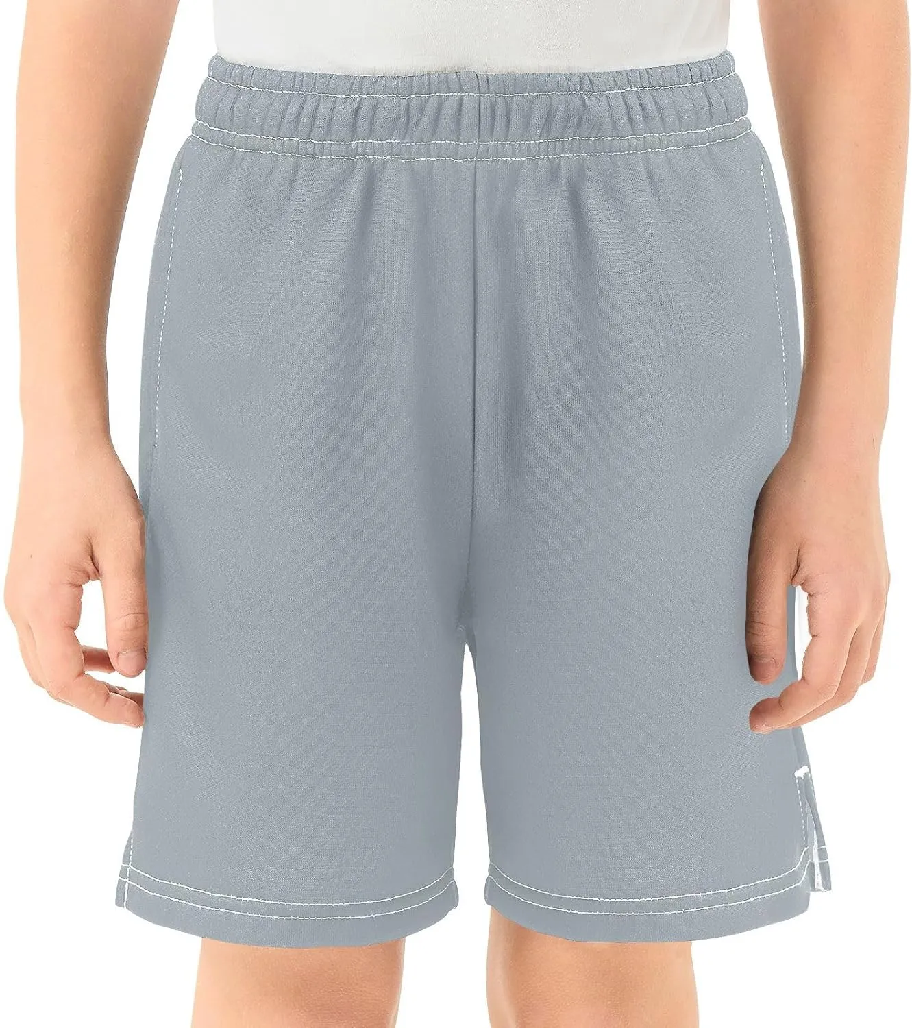 Solid Color Boys Athletic Shorts Quick Dry Kids Active Running Shorts with Pockets