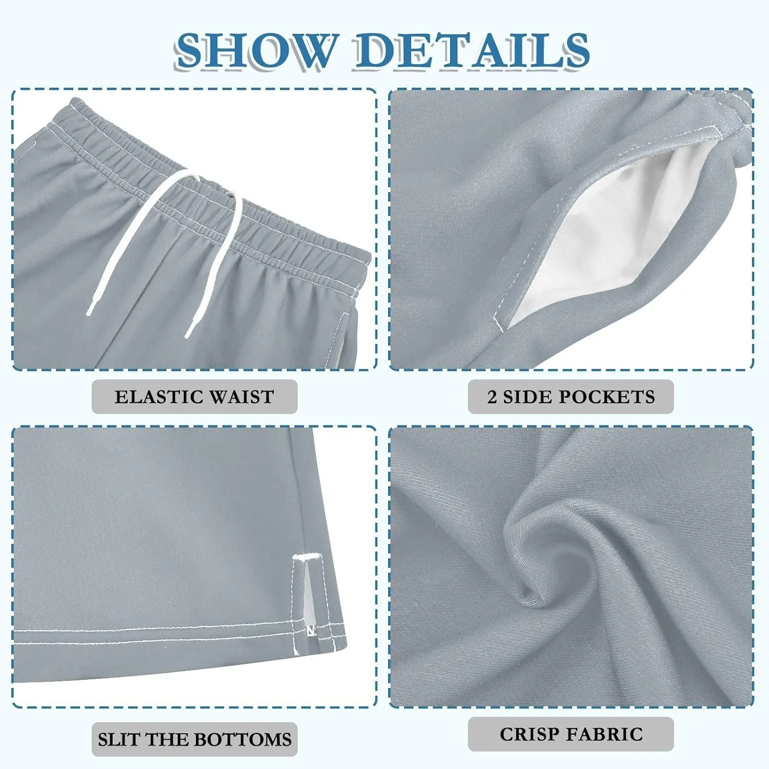 Solid Color Boys Athletic Shorts Quick Dry Kids Active Running Shorts with Pockets