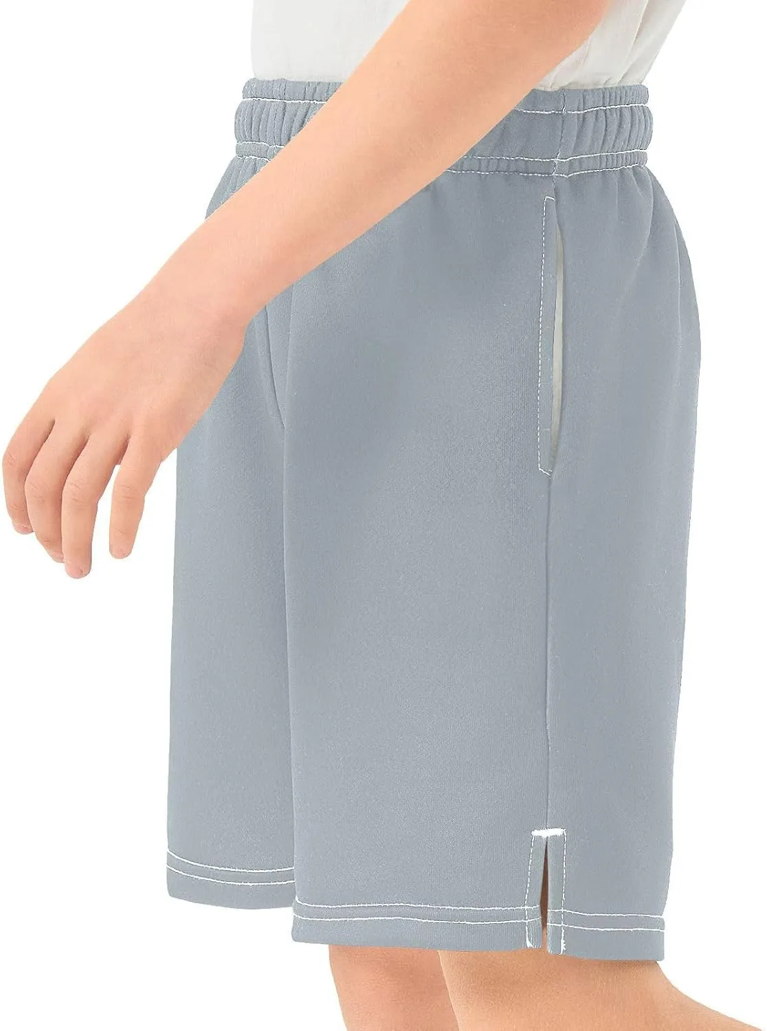 Solid Color Boys Athletic Shorts Quick Dry Kids Active Running Shorts with Pockets
