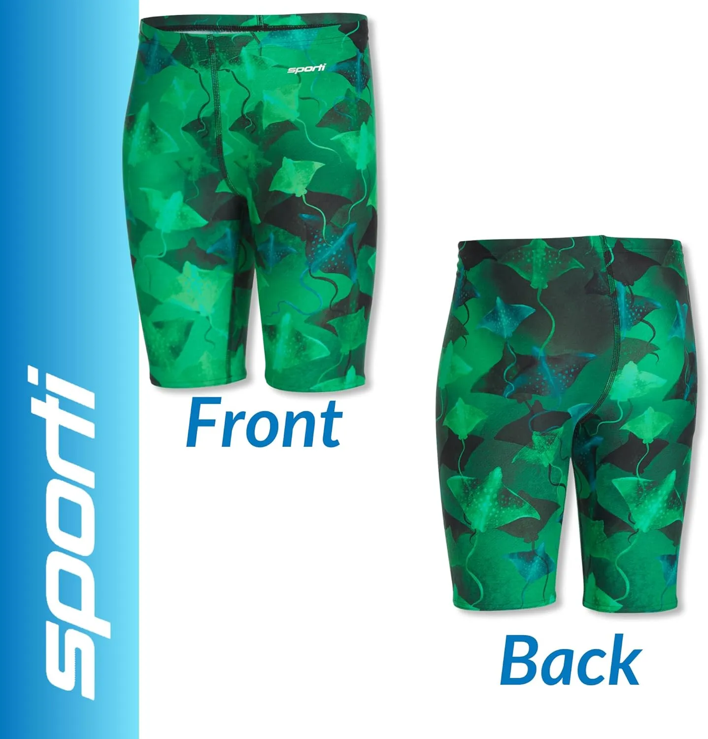 Sporti Boys' Swim Jammers - Youth Competitive Swim Racing Team Swimming Shorts Swimsuit Trunks Chlorine Resistant Quick Dry