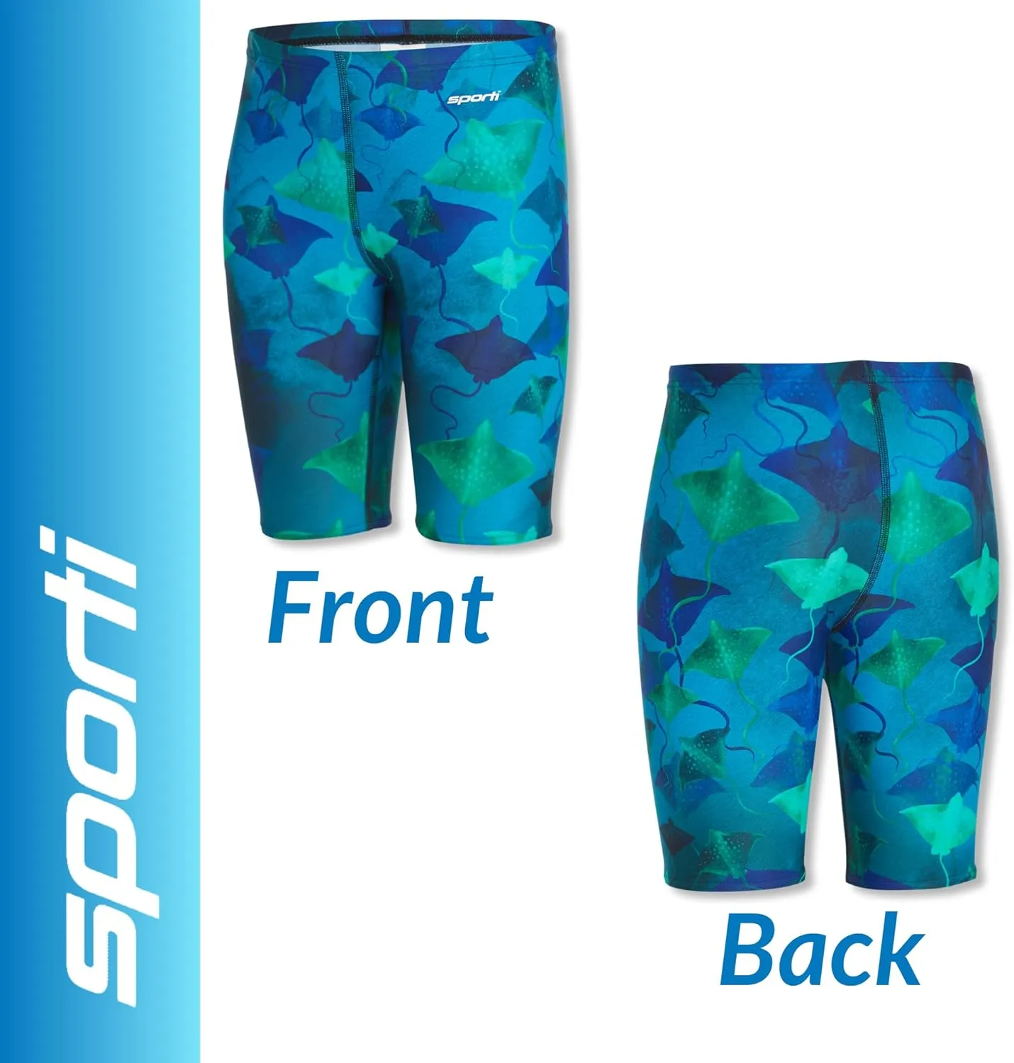 Sporti Boys' Swim Jammers - Youth Competitive Swim Racing Team Swimming Shorts Swimsuit Trunks Chlorine Resistant Quick Dry
