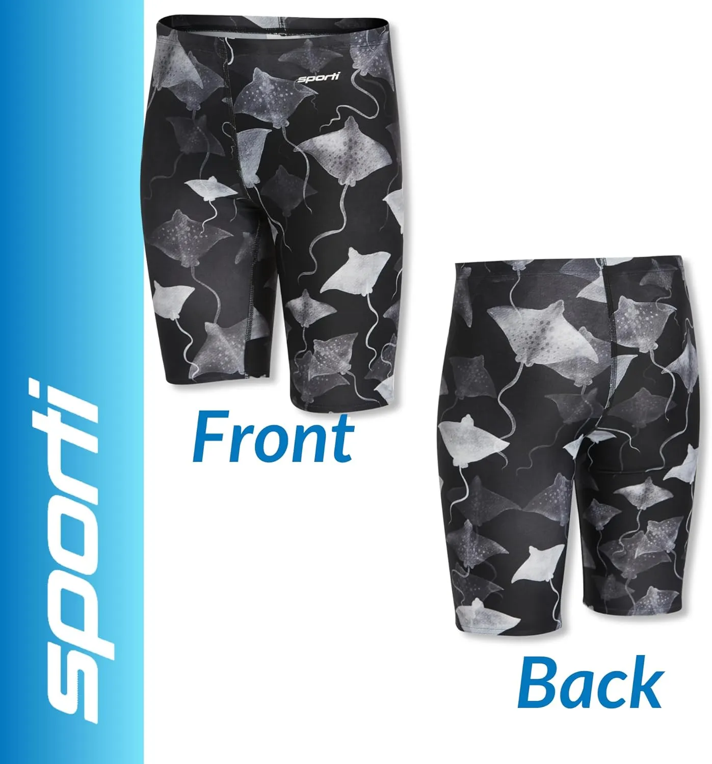 Sporti Boys' Swim Jammers - Youth Competitive Swim Racing Team Swimming Shorts Swimsuit Trunks Chlorine Resistant Quick Dry