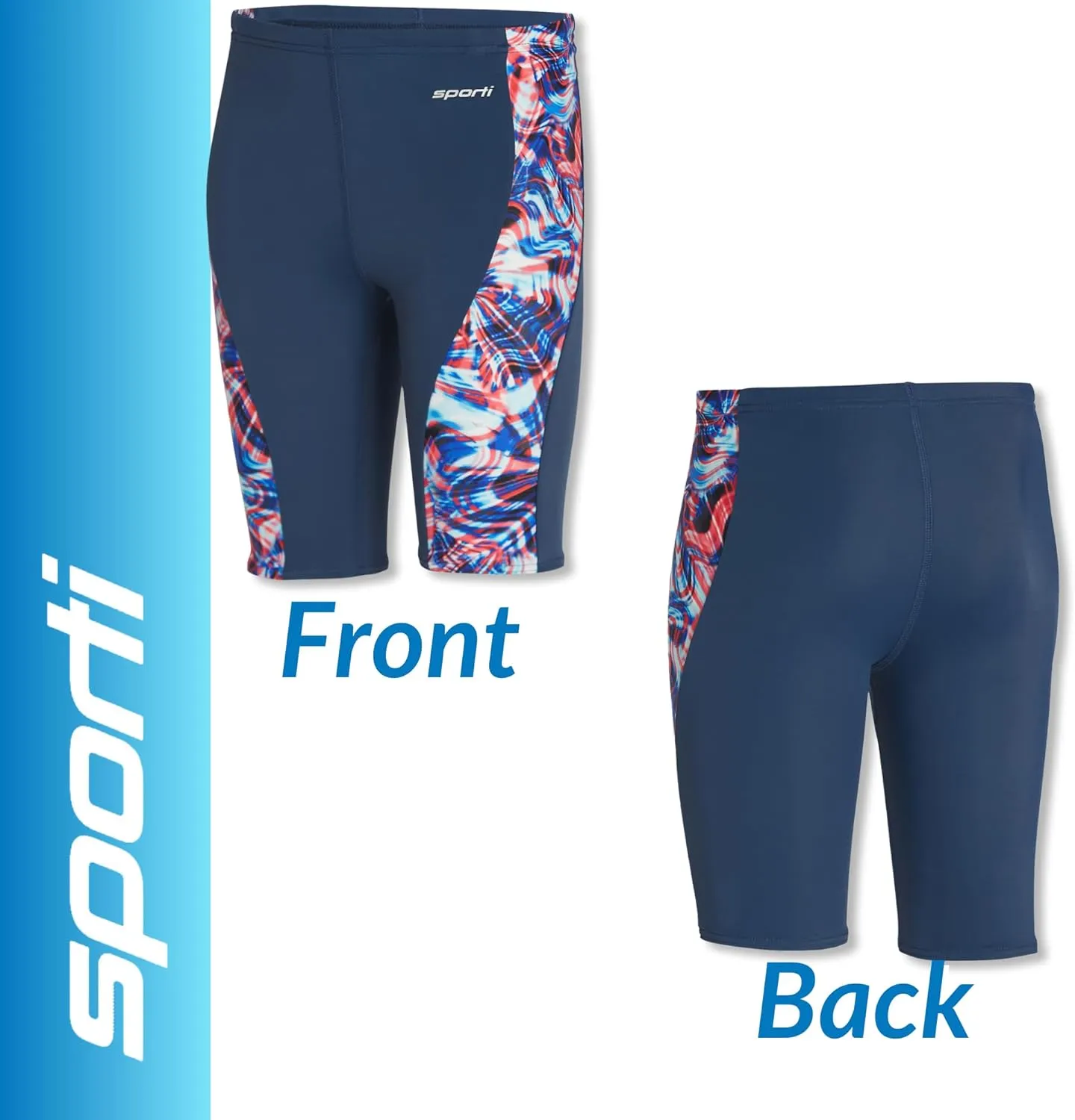 Sporti Boys' Swim Jammers - Youth Competitive Swim Racing Team Swimming Shorts Swimsuit Trunks Chlorine Resistant Quick Dry