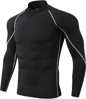 Sports Compression Shirt for Men Long Sleeve Workout Baselayer Shirts Quick Dry Gym Yoga Athletic Running Tee Tops