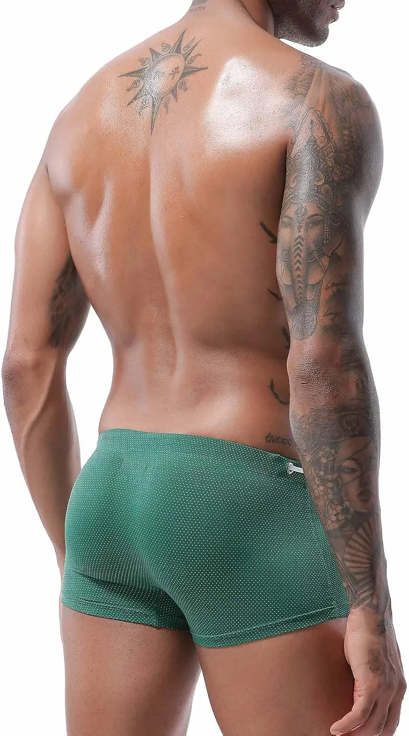 Square Cut Swimsuit Men Sexy Swim Briefs Beach Bikini Sport Swimwear Low Wasit Shorts Pants with Drawstring Beach