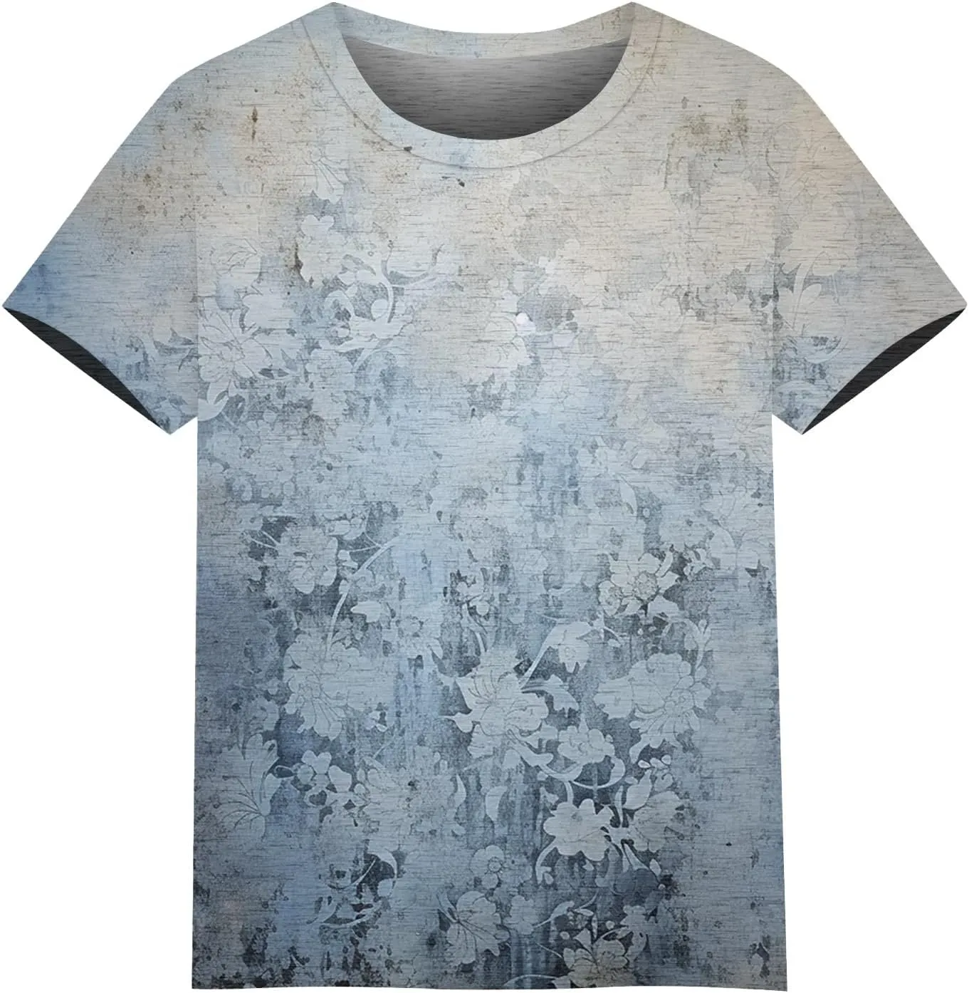 Summer Tops for Women 2025 Fashion Spring Short Sleeve Shirts Floral Print Crew Neck Plus Size Blouses Trendy Tshirts