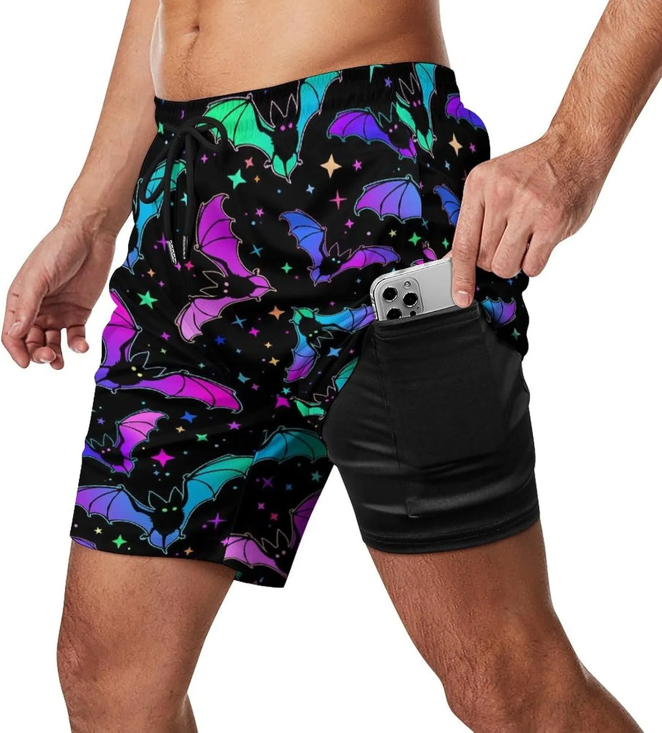 Supdreamc Mens Swim Trunks with Compression Liner Swimming Shorts Quick Dry Beach Sport Shorts S-3XL