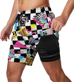 Supdreamc Mens Swim Trunks with Compression Liner Swimming Shorts Quick Dry Beach Sport Shorts S-3XL