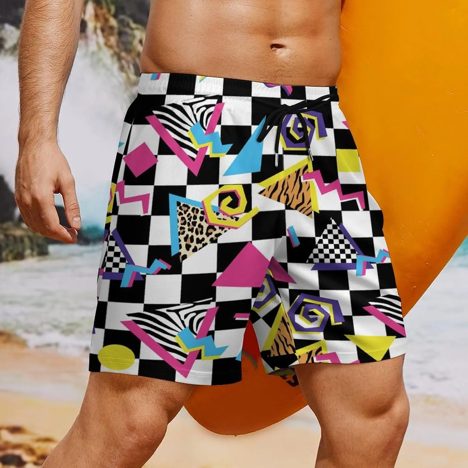 Supdreamc Mens Swim Trunks with Compression Liner Swimming Shorts Quick Dry Beach Sport Shorts S-3XL
