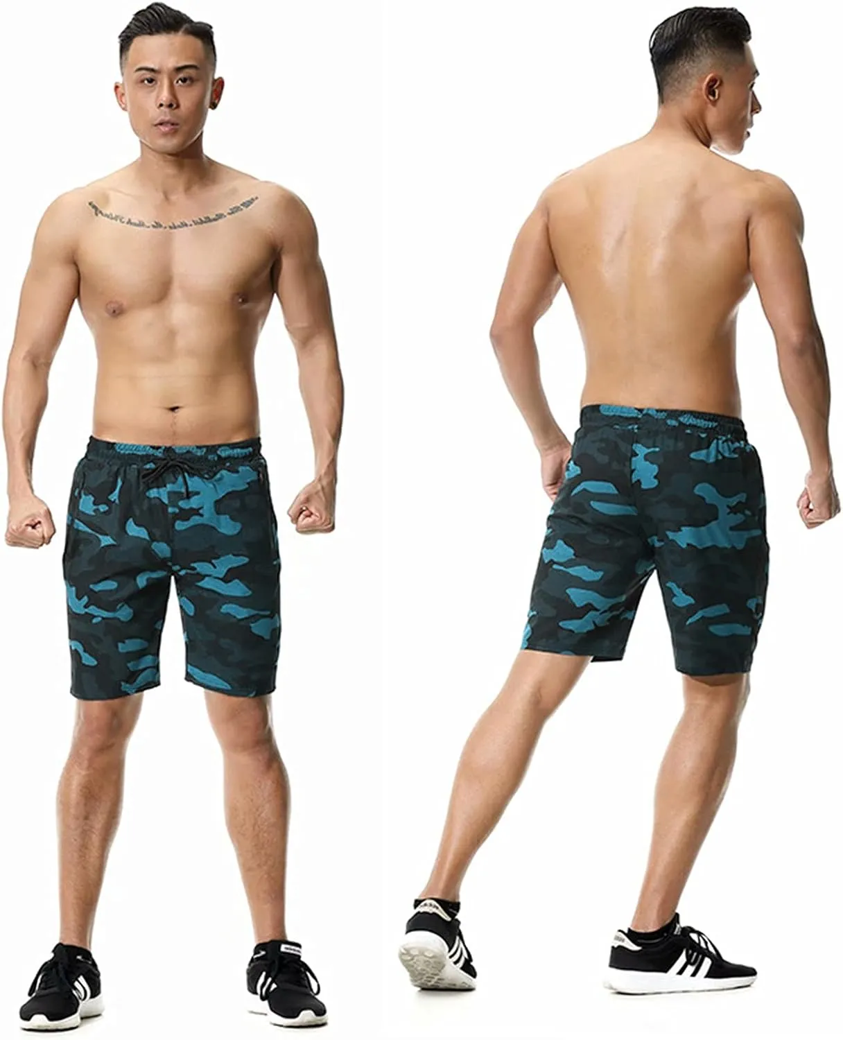 Surenow Men's 7" Workout Running Shorts Camouflage Quick-Dry Lightweight Breathable with Pocket