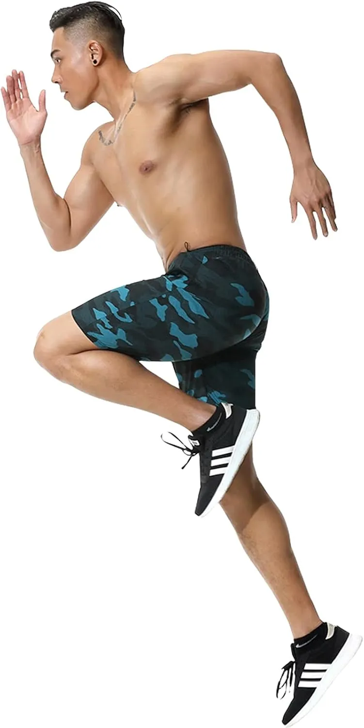 Surenow Men's 7" Workout Running Shorts Camouflage Quick-Dry Lightweight Breathable with Pocket