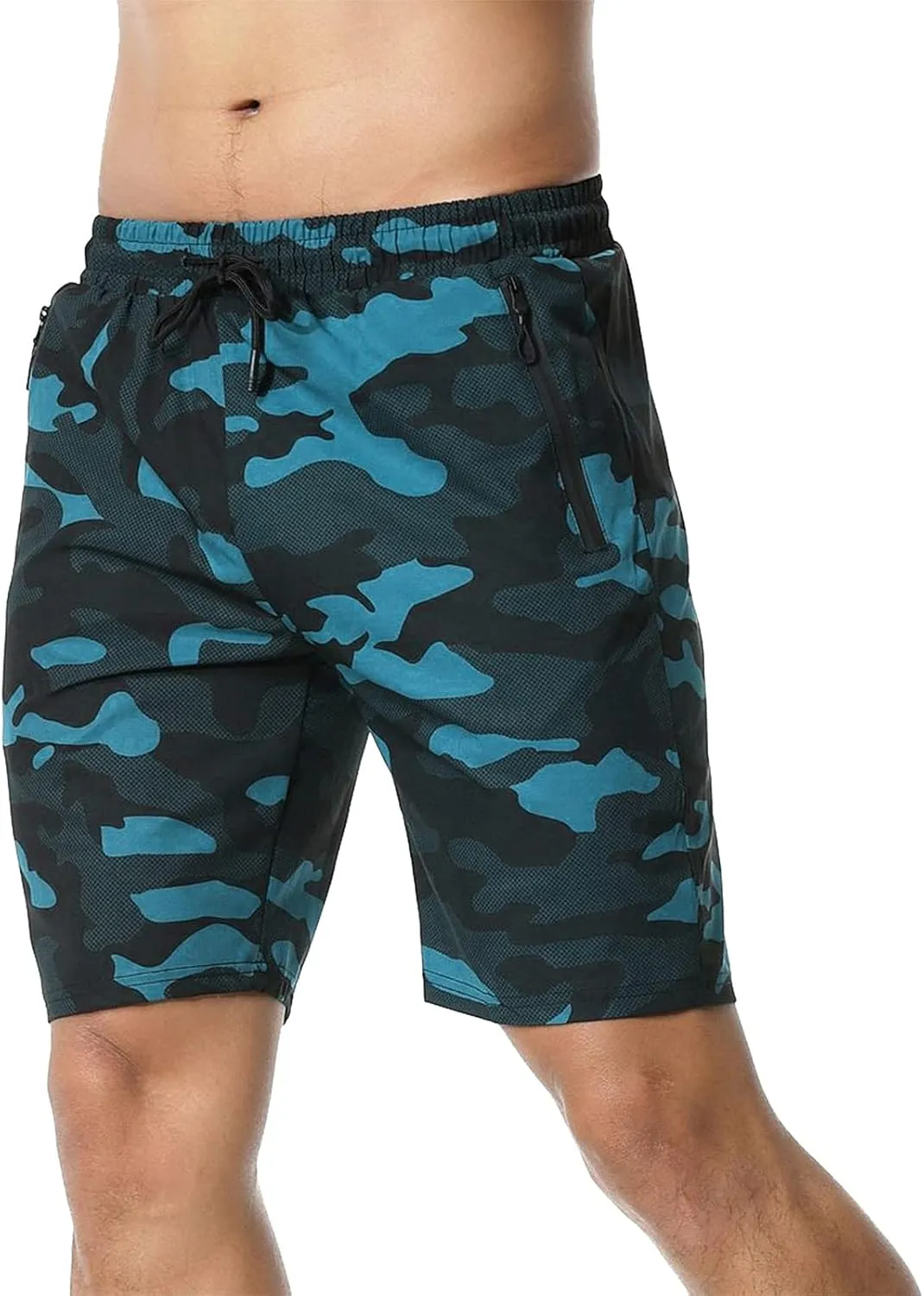 Surenow Men's 7" Workout Running Shorts Camouflage Quick-Dry Lightweight Breathable with Pocket