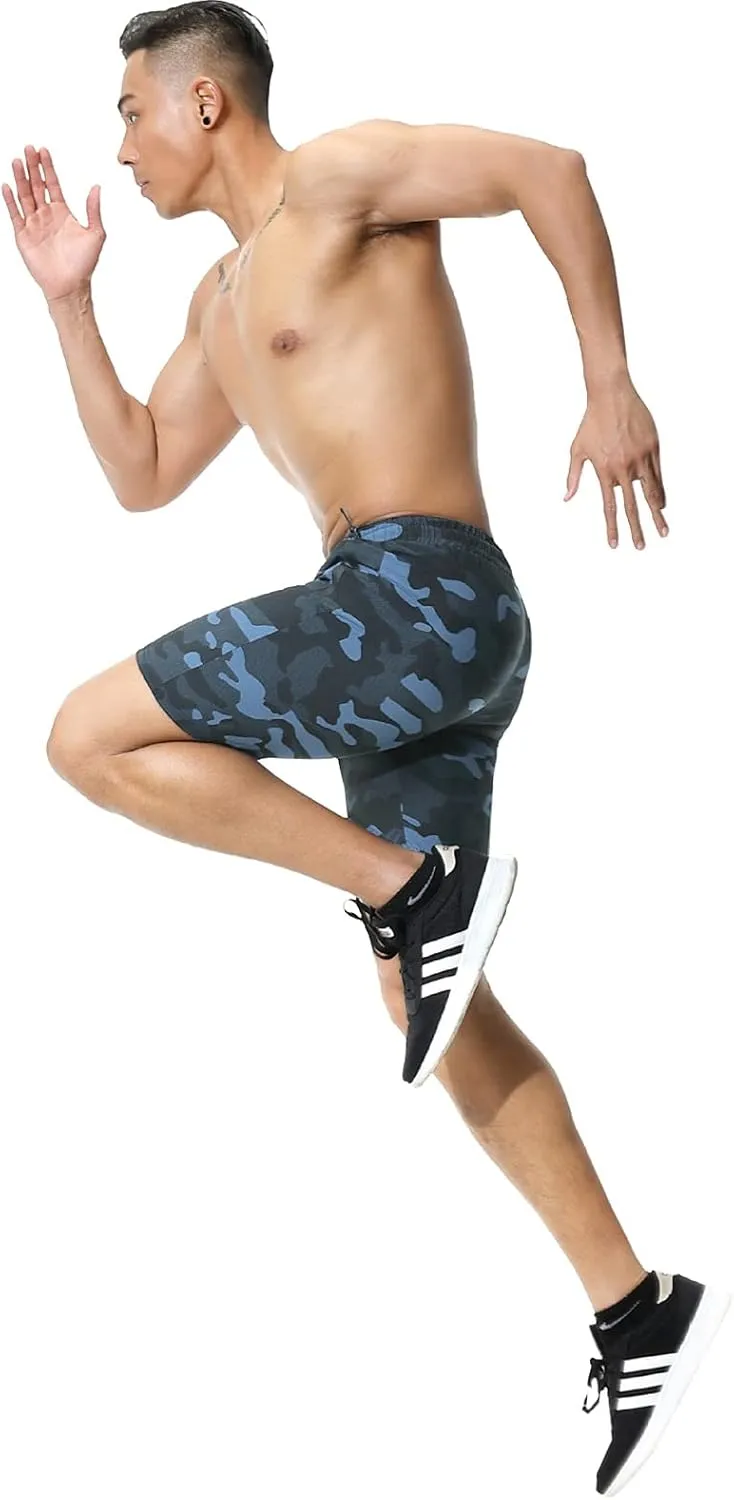 Surenow Men's 7" Workout Running Shorts Camouflage Quick-Dry Lightweight Breathable with Pocket